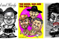 Laurel-and-Hardy-The-good-bad-and-the-ugly-Sophia-Loren-Caricature-karikatyyrimuotokuva